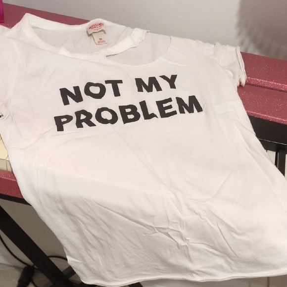 White T-Shirt with 'Not My Problem' Text - Picture 1 of 1